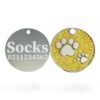 ⭐️Allpaws⭐️ - Glitter Paw Print Round Cat & Dog ID Pet Tag - Gold