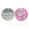 ⭐️Allpaws⭐️ - Glitter Paw Print Round Cat & Dog ID Pet Tag - LightPink