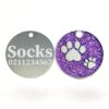 ⭐️Allpaws⭐️ - Glitter Paw Print Round Cat & Dog ID Pet Tag - Purple