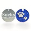 ⭐️Allpaws⭐️ - Glitter Paw Print Round Cat & Dog ID Pet Tag - RoyalBlue