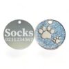 ⭐️Allpaws⭐️ - Glitter Paw Print Round Cat & Dog ID Pet Tag - White