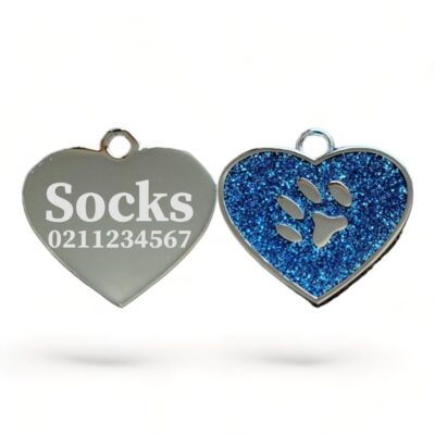 ⭐️Allpaws⭐️ - Heart Paw Print Cat & Dog ID Pet Tag - DodgerBlue