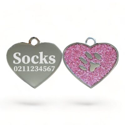 ⭐️Allpaws⭐️ - Heart Paw Print Cat & Dog ID Pet Tag - LightPink