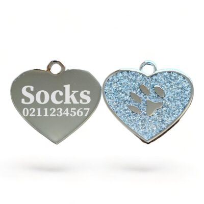 ⭐️Allpaws⭐️ - Heart Paw Print Cat & Dog ID Pet Tag - White