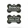 ⭐️Allpaws⭐️ - I Like Smelling Butts | Bone Aluminium | Dog ID Pet Tag - Black