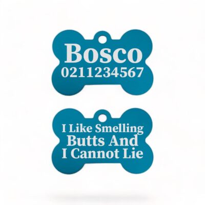 ⭐️Allpaws⭐️ - I Like Smelling Butts | Bone Aluminium | Dog ID Pet Tag - DodgerBlue