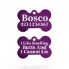 ⭐️Allpaws⭐️ - I Like Smelling Butts | Bone Aluminium | Dog ID Pet Tag - Purple
