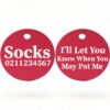 ⭐️Allpaws⭐️ - I'll Let You Know When You May Pat Me | Round Aluminium | Cat & Kitten ID Pet Tag - DeepPink