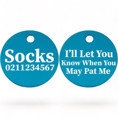 ⭐️Allpaws⭐️ - I'll Let You Know When You May Pat Me | Round Aluminium | Cat & Kitten ID Pet Tag - DodgerBlue