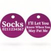 ⭐️Allpaws⭐️ - I'll Let You Know When You May Pat Me | Round Aluminium | Cat & Kitten ID Pet Tag - Purple