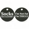 ⭐️Allpaws⭐️ - I'm Not Fat, I'm THICCC | Round Aluminium | Cat & Kitten ID Pet Tag - Black