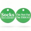 ⭐️Allpaws⭐️ - I'm Not Fat, I'm THICCC | Round Aluminium | Cat & Kitten ID Pet Tag - MediumSpringGreen