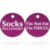 ⭐️Allpaws⭐️ - I'm Not Fat, I'm THICCC | Round Aluminium | Cat & Kitten ID Pet Tag - Purple