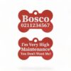 ⭐️Allpaws⭐️ - I'm Very High Maintenance You Don't Want Me | Bone Aluminium | Dog ID Pet Tag - Firebrick