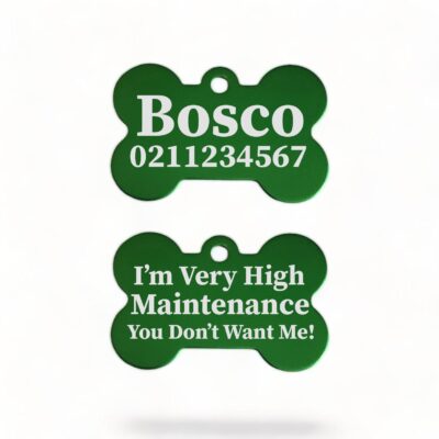 ⭐️Allpaws⭐️ - I'm Very High Maintenance You Don't Want Me | Bone Aluminium | Dog ID Pet Tag - MediumSpringGreen