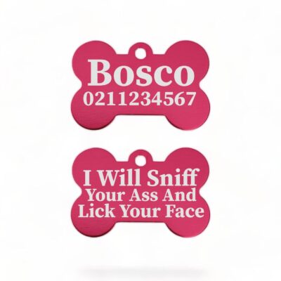 ⭐️Allpaws⭐️ - I Will Sniff Your Ass & Lick Your Face | Bone Aluminium | Dog ID Pet Tag - DodgerBlue