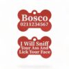 ⭐️Allpaws⭐️ - I Will Sniff Your Ass & Lick Your Face | Bone Aluminium | Dog ID Pet Tag - Firebrick