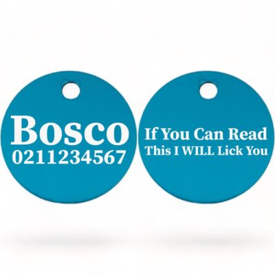 ⭐️Allpaws⭐️ - If You Can Read This I Will Lick You | Round Aluminium | Dog ID Pet Tag - DodgerBlue