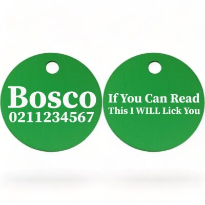 ⭐️Allpaws⭐️ - If You Can Read This I Will Lick You | Round Aluminium | Dog ID Pet Tag - MediumSpringGreen