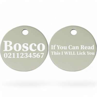 ⭐️Allpaws⭐️ - If You Can Read This I Will Lick You | Round Aluminium | Dog ID Pet Tag - Silver