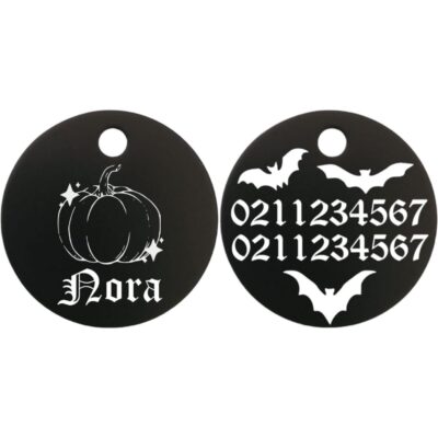 ⭐️Allpaws⭐️ - Little Pumpkin Round Aluminum Cat & Dog ID Pet Tag - Black / Small (Cat)