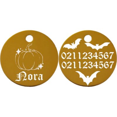 ⭐️Allpaws⭐️ - Little Pumpkin Round Aluminum Cat & Dog ID Pet Tag - Gold / Small (Cat)