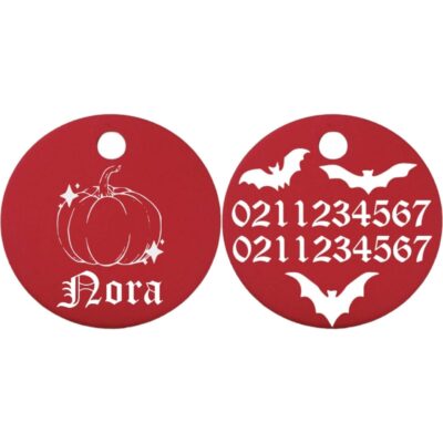 ⭐️Allpaws⭐️ - Little Pumpkin Round Aluminum Cat & Dog ID Pet Tag - Red / Small (Cat)