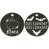 ⭐️Allpaws⭐️ - Little Pumpkin Round | Mirror Stainless | Cat & Dog ID Pet Tag - Black / Small (Cat)