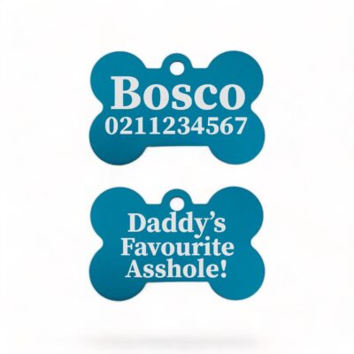 ⭐️Allpaws⭐️ - Mummy's / Daddy's Favourite Asshole | Bone Aluminium | Dog ID Pet Tag - DodgerBlue / Dad