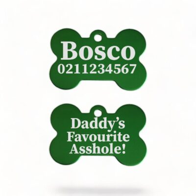 ⭐️Allpaws⭐️ - Mummy's / Daddy's Favourite Asshole | Bone Aluminium | Dog ID Pet Tag - MediumSpringGreen / Dad