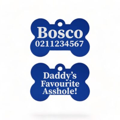 ⭐️Allpaws⭐️ - Mummy's / Daddy's Favourite Asshole | Bone Aluminium | Dog ID Pet Tag - RoyalBlue / Dad