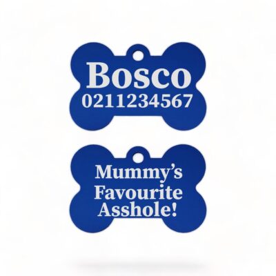 ⭐️Allpaws⭐️ - Mummy's / Daddy's Favourite Asshole | Bone Aluminium | Dog ID Pet Tag - RoyalBlue / Mum
