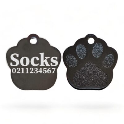 Name & Number | Paw Print Aluminium | Cat, Kitten & Dog Kitten ID Pet Tag - ⭐️Allpaws⭐️