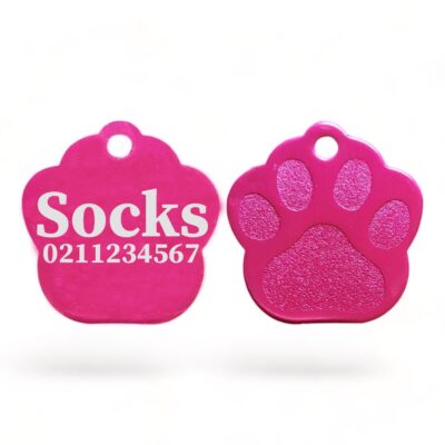 Name & Number | Paw Print Aluminium | Cat, Kitten & Dog Kitten ID Pet Tag - ⭐️Allpaws⭐️