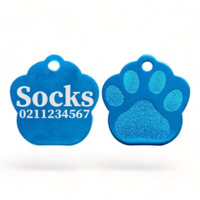 Name & Number | Paw Print Aluminium | Cat, Kitten & Dog Kitten ID Pet Tag - ⭐️Allpaws⭐️