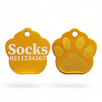 Name & Number | Paw Print Aluminium | Cat, Kitten & Dog Kitten ID Pet Tag - ⭐️Allpaws⭐️