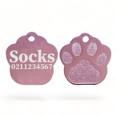 Name & Number | Paw Print Aluminium | Cat, Kitten & Dog Kitten ID Pet Tag - ⭐️Allpaws⭐️