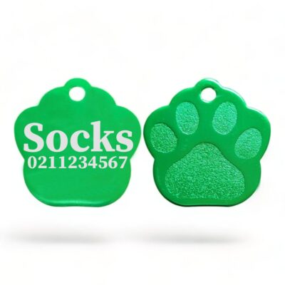 Name & Number | Paw Print Aluminium | Cat, Kitten & Dog Kitten ID Pet Tag - ⭐️Allpaws⭐️