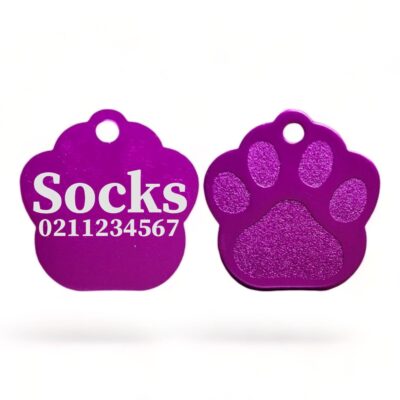 Name & Number | Paw Print Aluminium | Cat, Kitten & Dog Kitten ID Pet Tag - ⭐️Allpaws⭐️