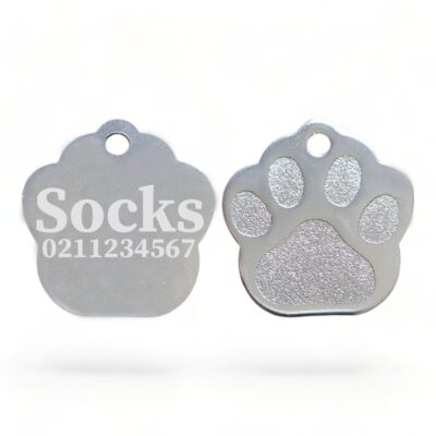 Name & Number | Paw Print Aluminium | Cat, Kitten & Dog Kitten ID Pet Tag - ⭐️Allpaws⭐️