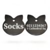 ⭐️Allpaws⭐️ - Name Front & 1 Number Address Back Cat Ears | Mirror Stainless | Cat ID Pet Tag - Black