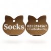 ⭐️Allpaws⭐️ - Name Front & 1 Number Address Back Cat Ears | Mirror Stainless | Cat ID Pet Tag - BurlyWood