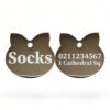 ⭐️Allpaws⭐️ - Name Front & 1 Number Address Back Cat Ears | Mirror Stainless | Cat ID Pet Tag - Silver