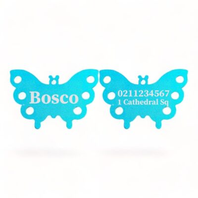 ⭐️Allpaws⭐️ - Name Front & 1 Number Address Back | Butterfly Aluminum | Dog ID Pet Tag - DodgerBlue