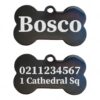 ⭐️Allpaws⭐️ - Name Front & 1 Number Address Back | Mirror Stainless | Bone Dog ID Pet Tag - Black / Small