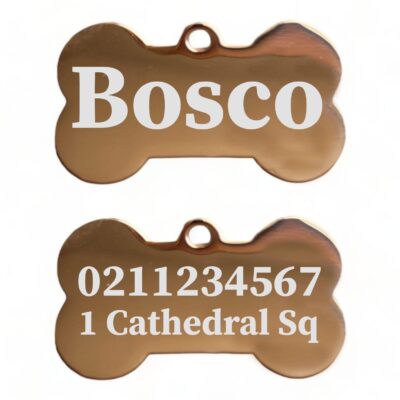 ⭐️Allpaws⭐️ - Name Front & 1 Number Address Back | Mirror Stainless | Bone Dog ID Pet Tag - BurlyWood / Small