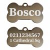 ⭐️Allpaws⭐️ - Name Front & 1 Number Address Back | Mirror Stainless | Bone Dog ID Pet Tag - Silver / Small