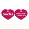 ⭐️Allpaws⭐️ - Name Front & 1 Number & Address Back | Heart Aluminum | Cat, Kitten & Dog ID Pet Tag - DeepPink