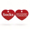 ⭐️Allpaws⭐️ - Name Front & 1 Number & Address Back | Heart Aluminum | Cat, Kitten & Dog ID Pet Tag - Firebrick