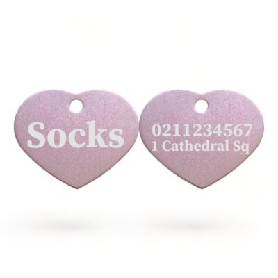 ⭐️Allpaws⭐️ - Name Front & 1 Number & Address Back | Heart Aluminum | Cat, Kitten & Dog ID Pet Tag - LightPink